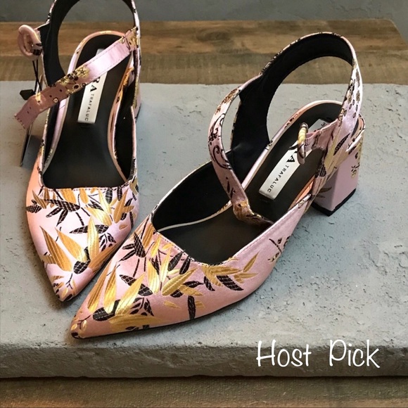 pink shoes block heel